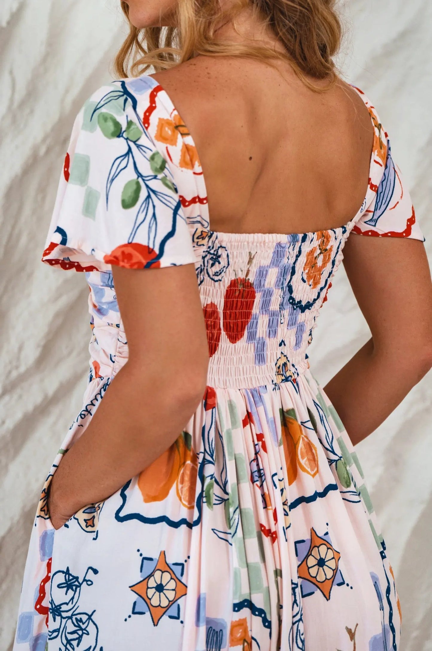 Clemente Gathered Midi Dress by ELF