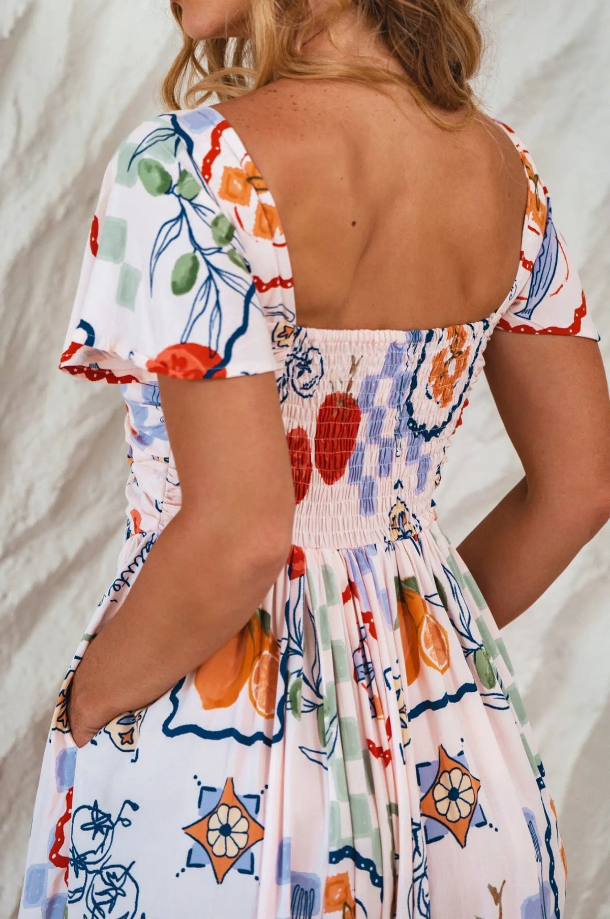 Clemente Gathered Midi Dress by ELF