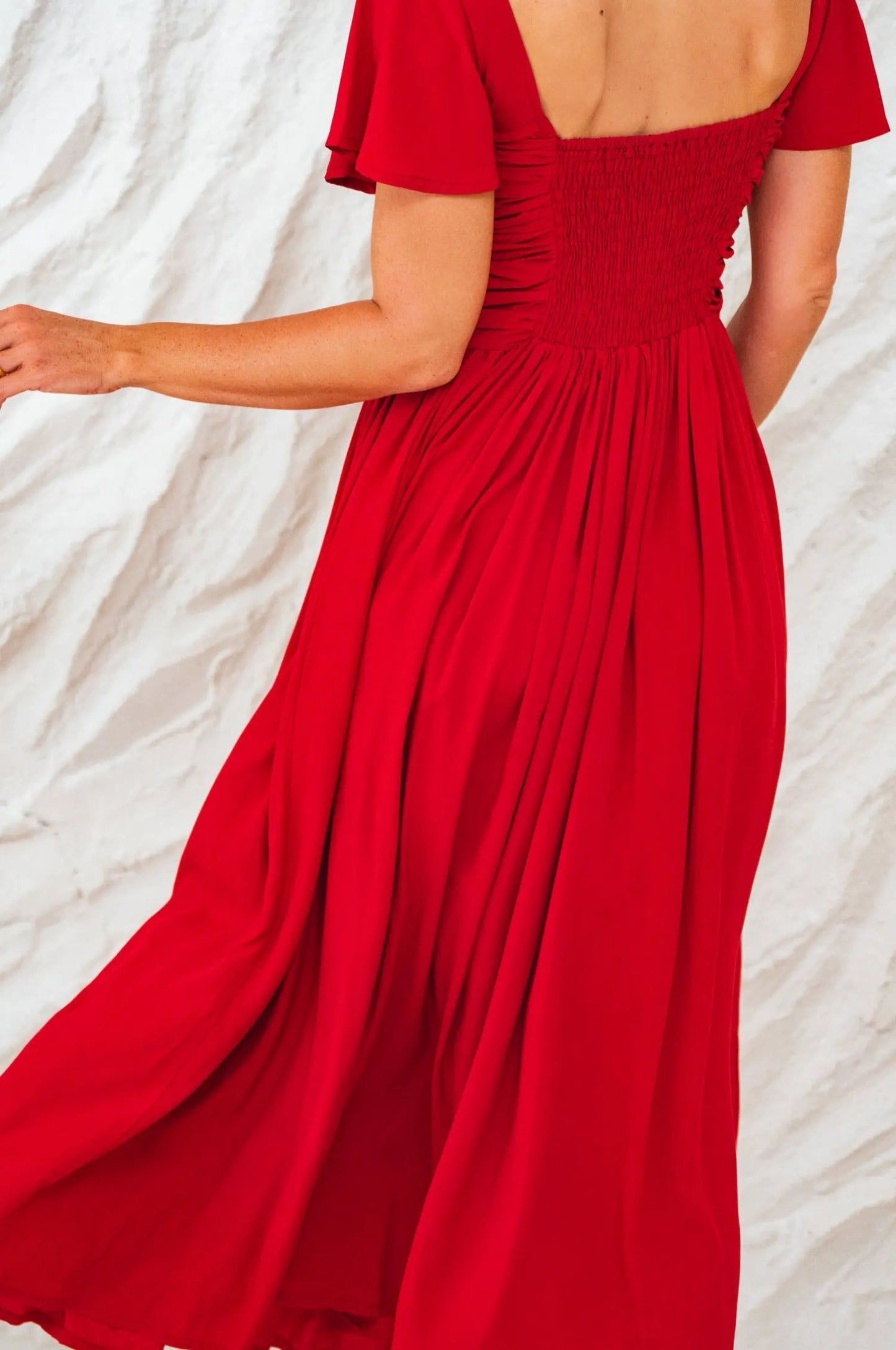 Clemente Gathered Midi Dress by ELF