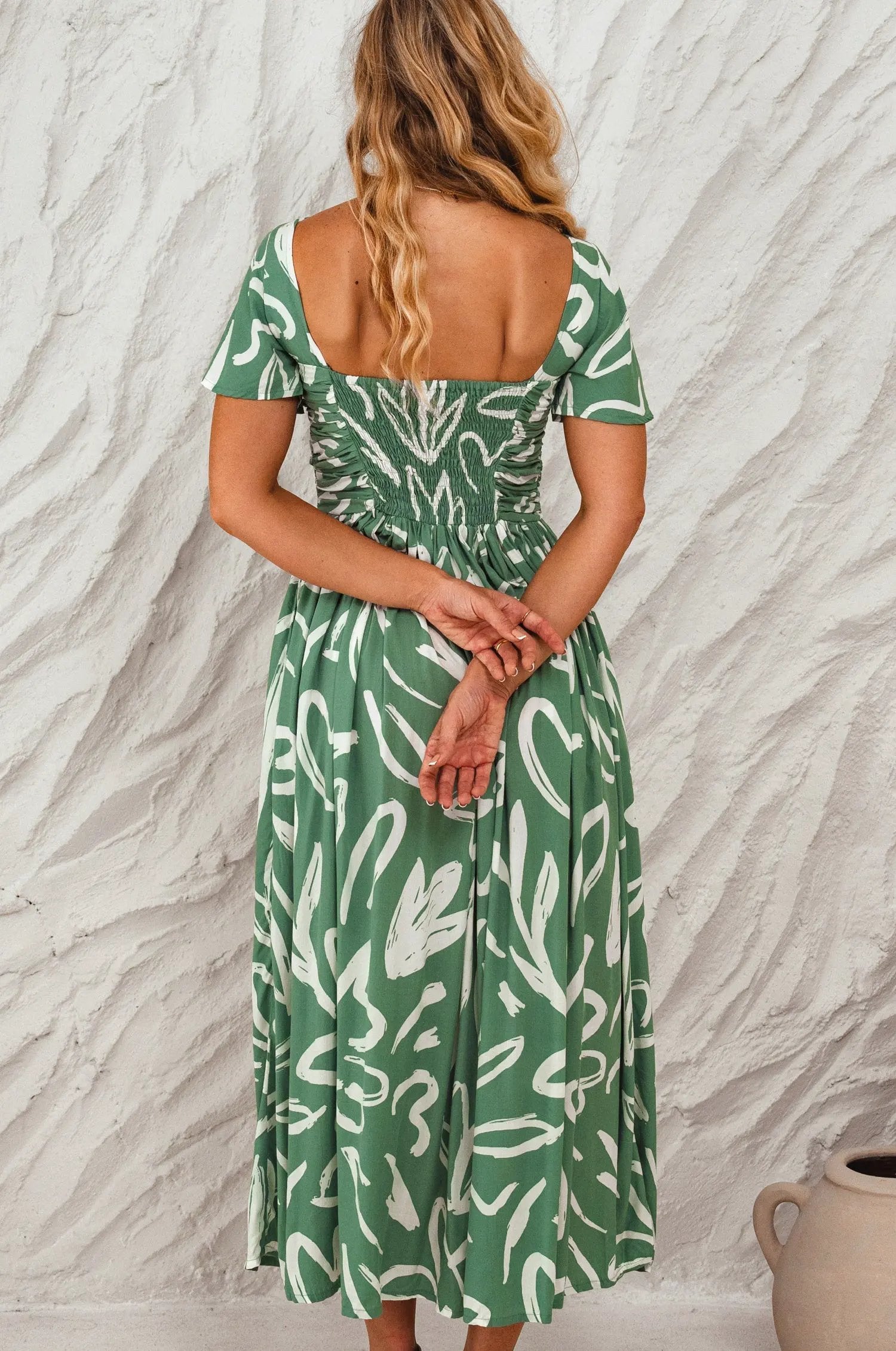 Clemente Gathered Midi Dress by ELF