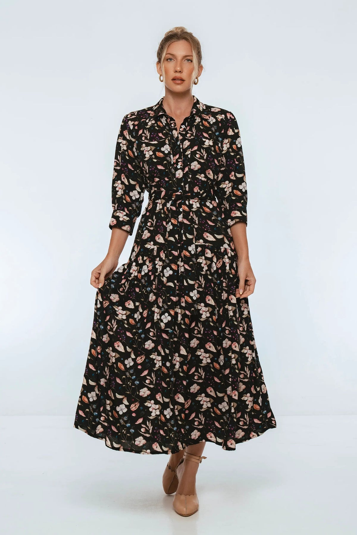 Colette Long Sleeve Shirt Dress by ELF