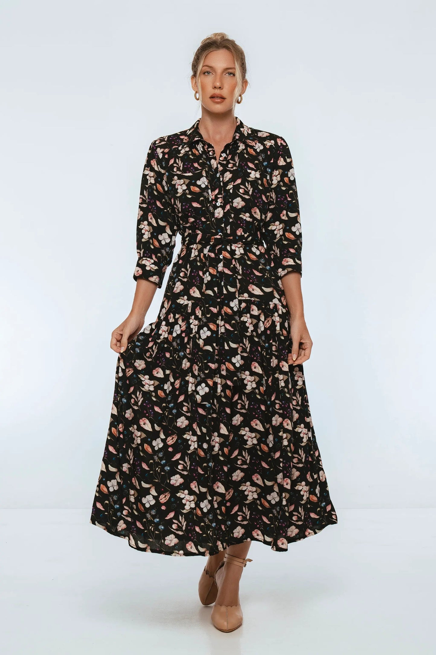 Colette Long Sleeve Shirt Dress by ELF