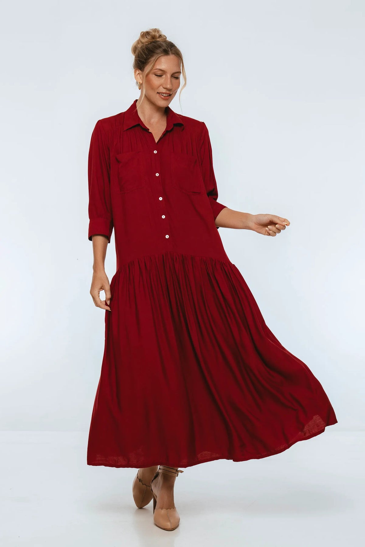 Colette Long Sleeve Shirt Dress by ELF