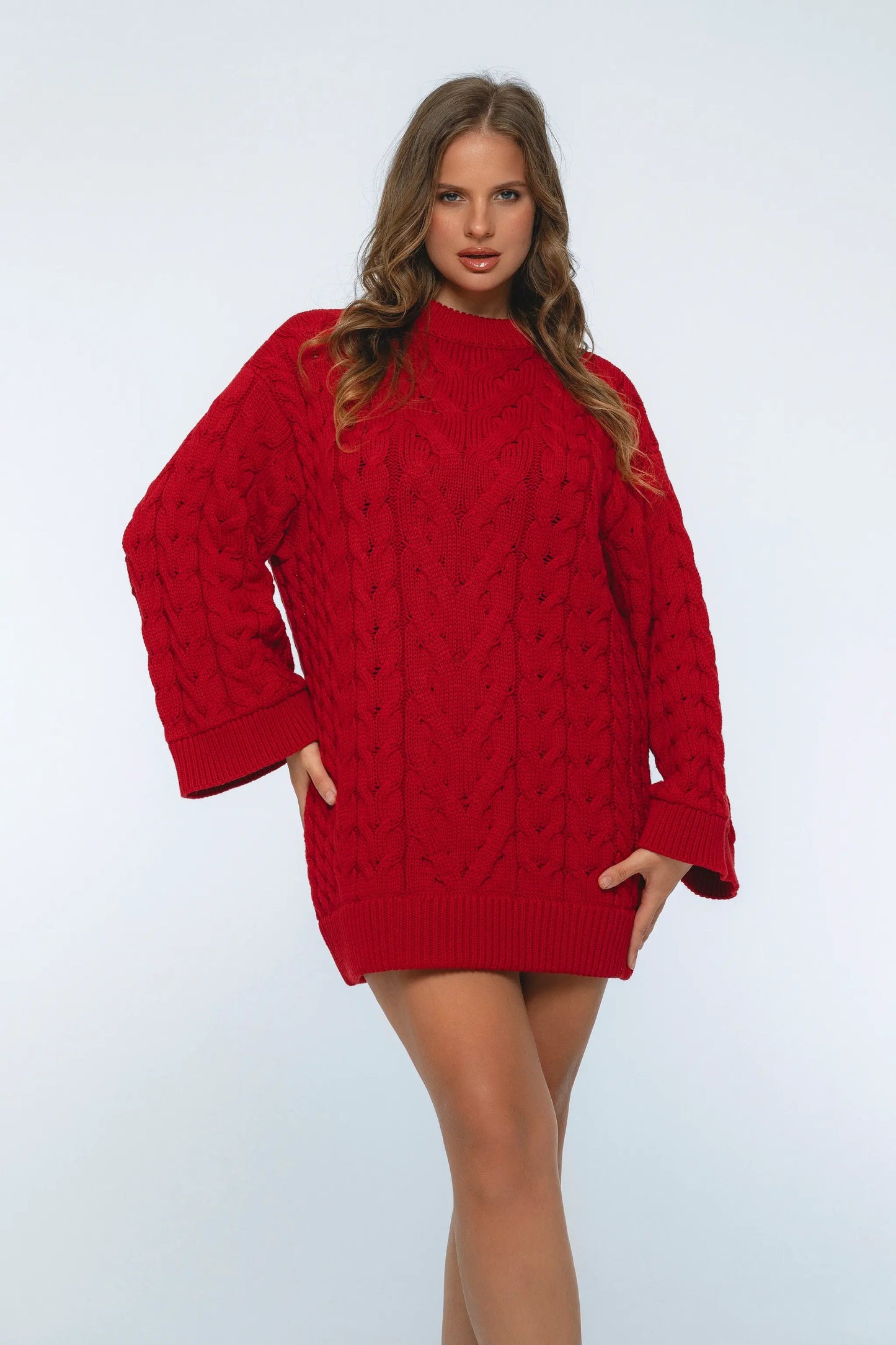 Cozy Cable-Knit Sweater Dress by ELF
