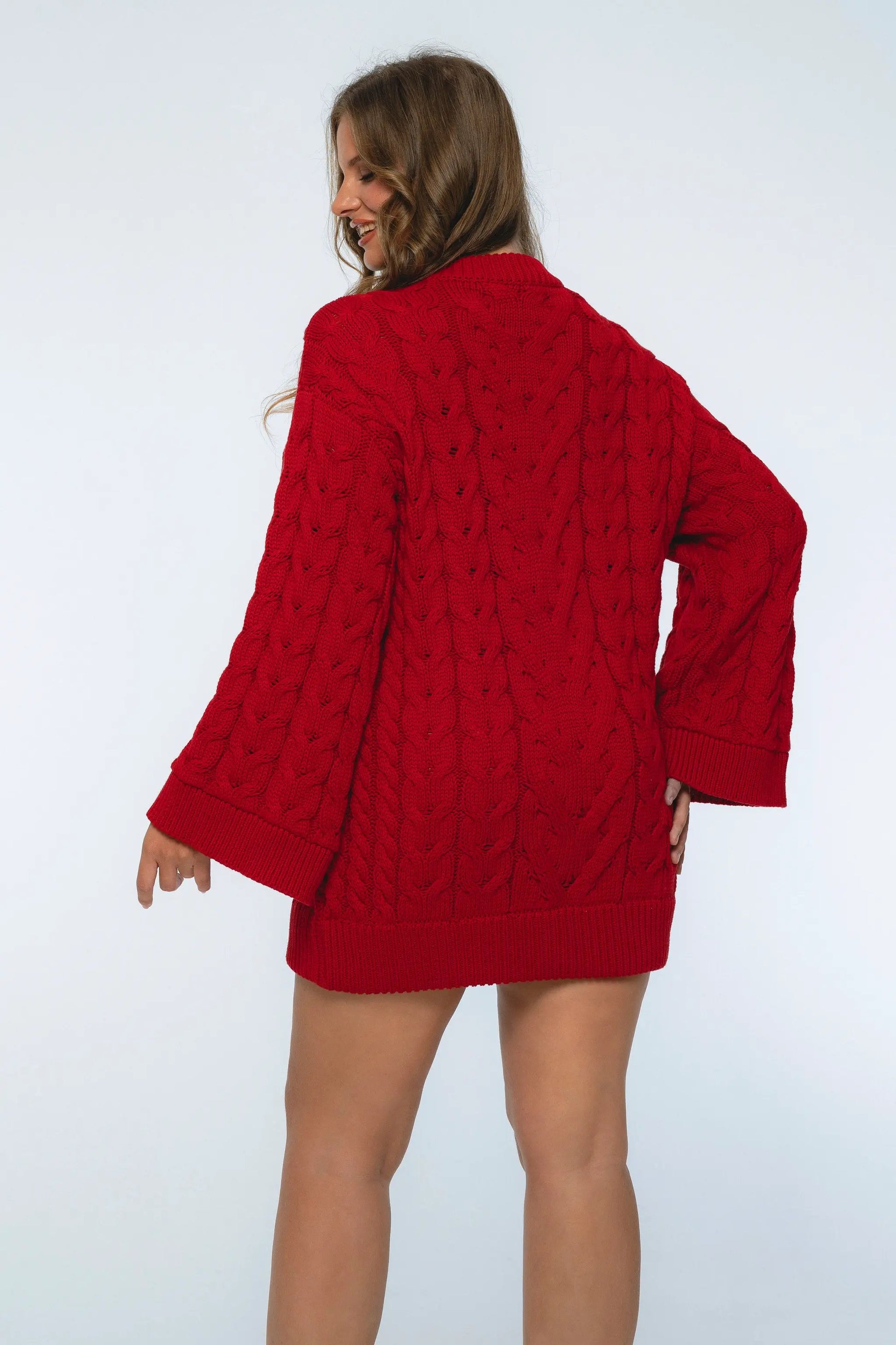 Cozy Cable-Knit Sweater Dress by ELF