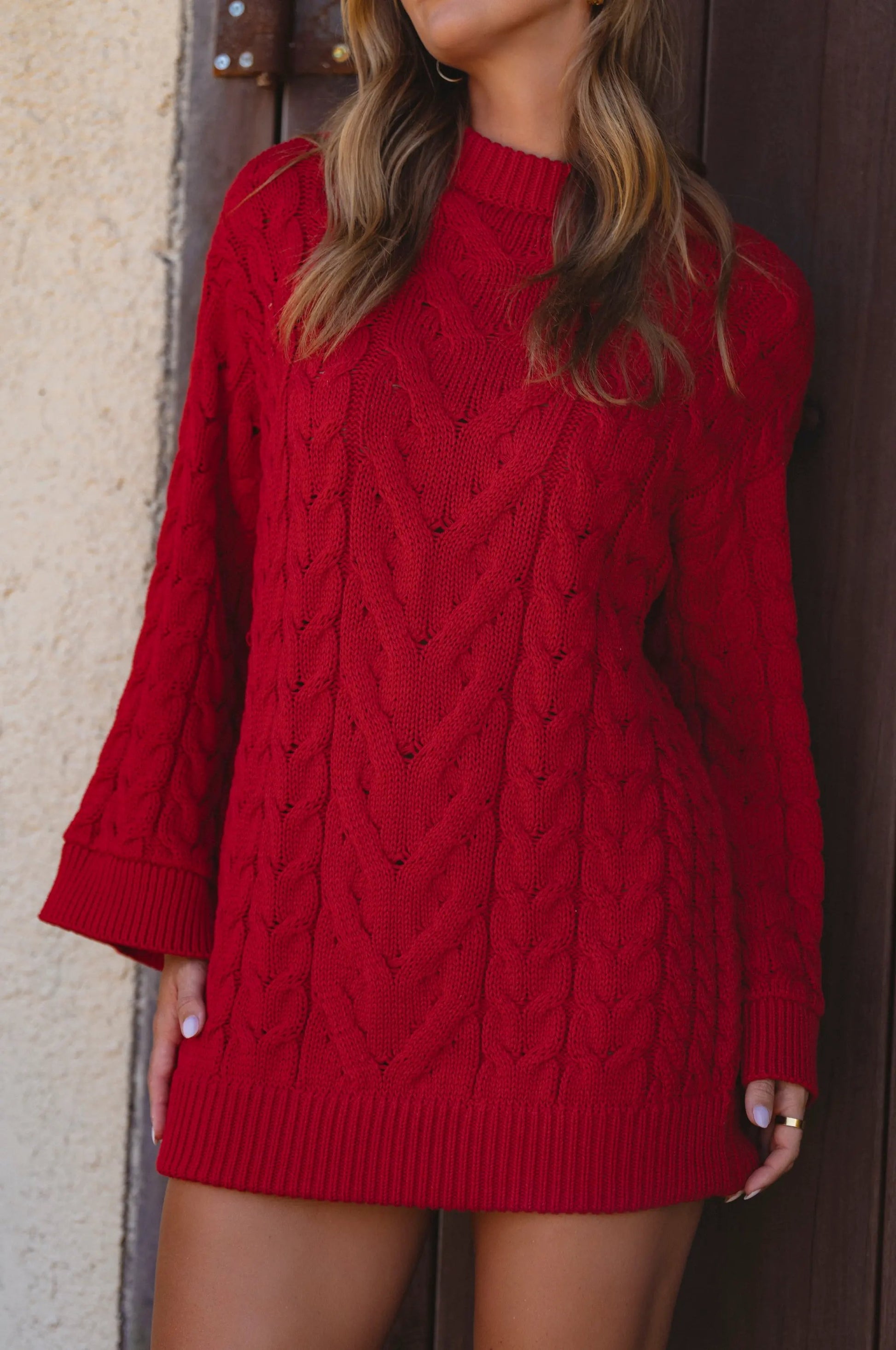 Cozy Cable-Knit Sweater Dress by ELF