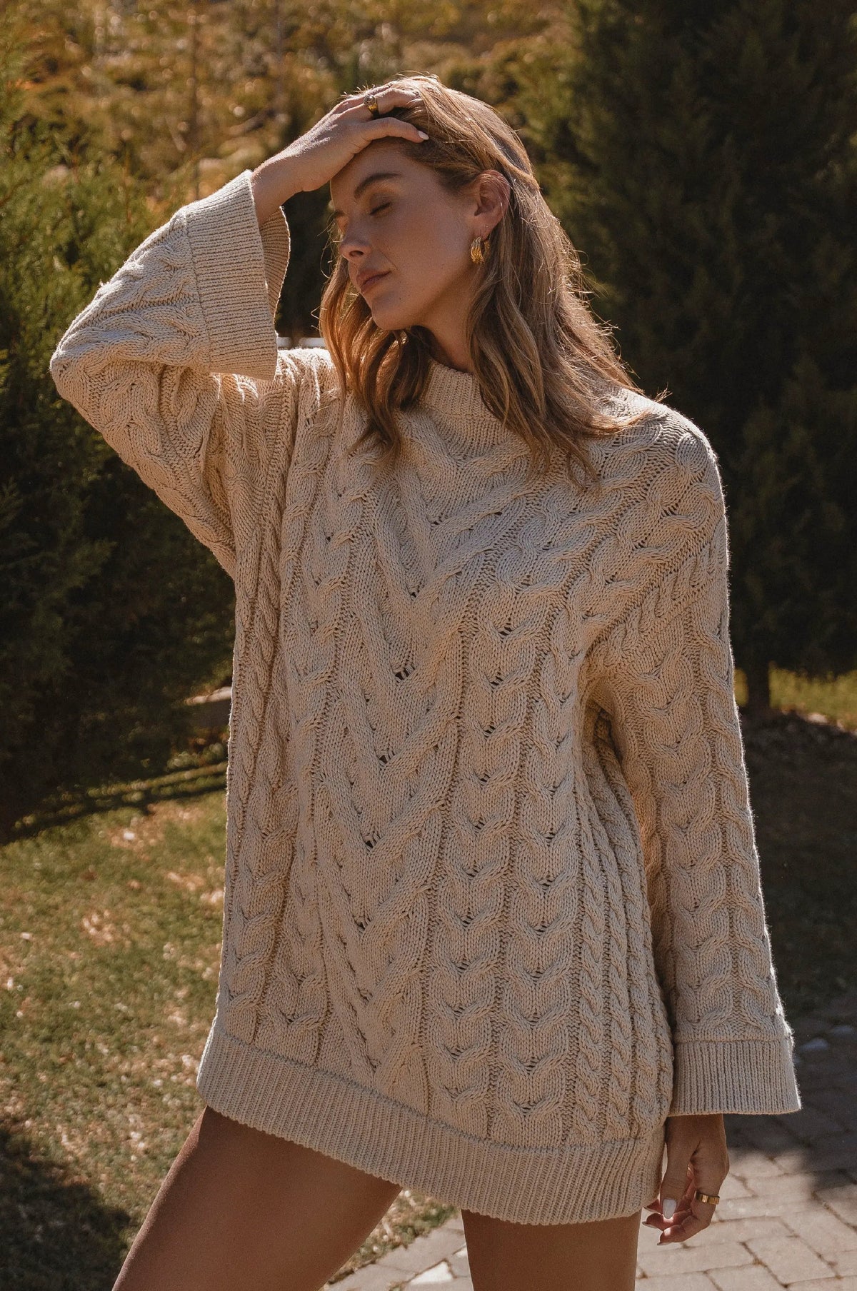 Cozy Cable-Knit Sweater Dress by ELF