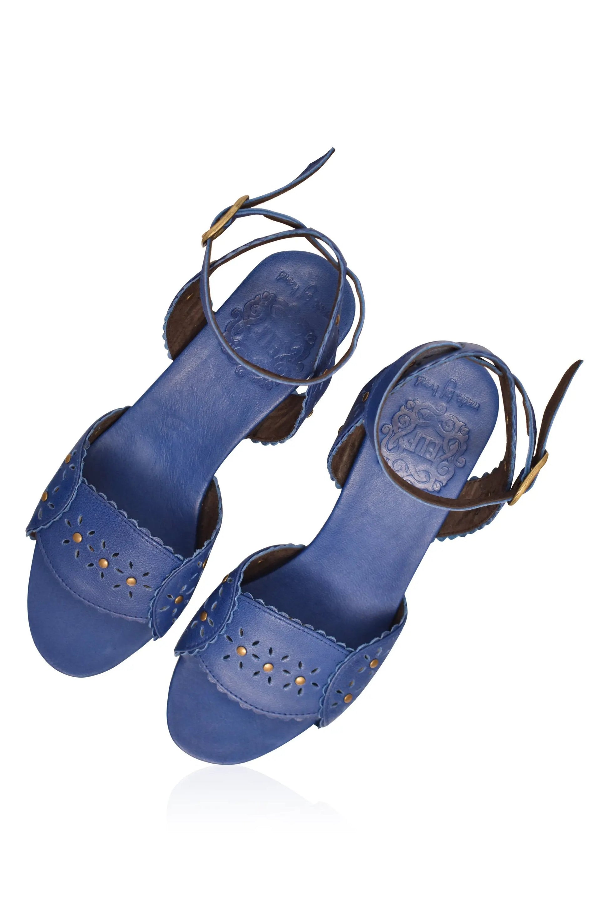 Paloma Scalloped Leather Heel Sandals by ELF