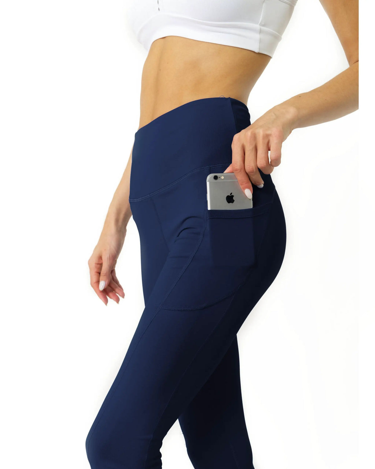 High Waisted Yoga Leggings - Navy Blue by Savoy Active