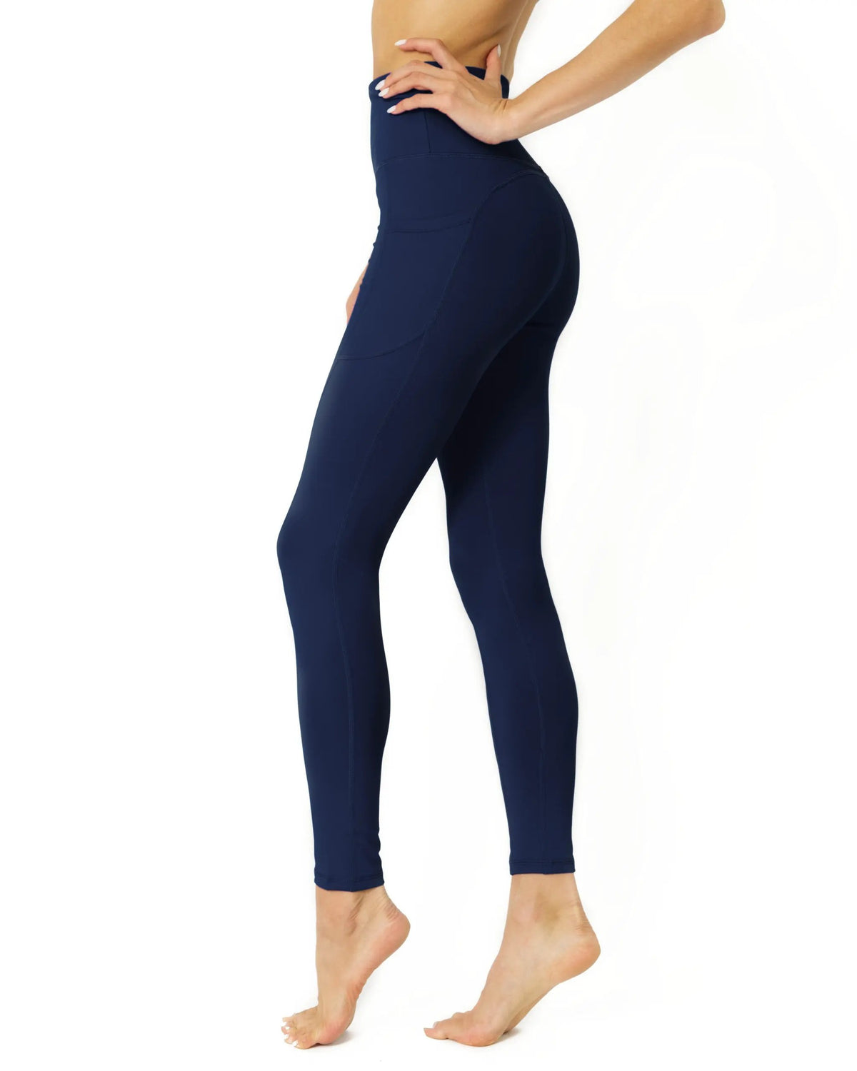 High Waisted Yoga Leggings - Navy Blue by Savoy Active