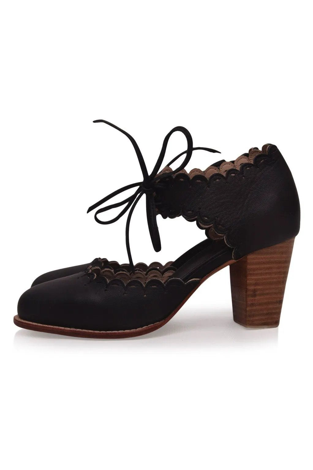 Dance Queen Scalloped Leather Heels by ELF