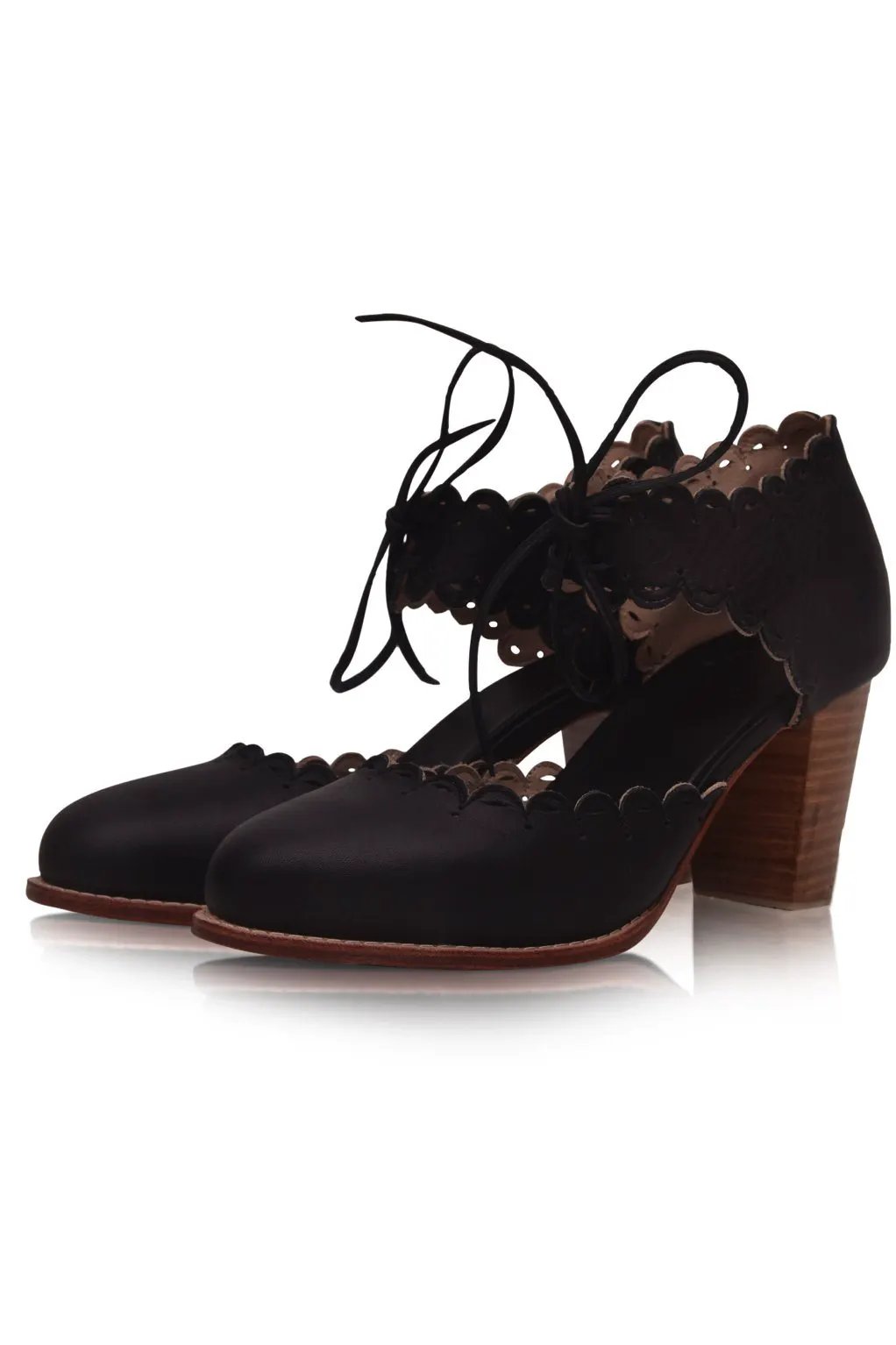 Dance Queen Scalloped Leather Heels by ELF