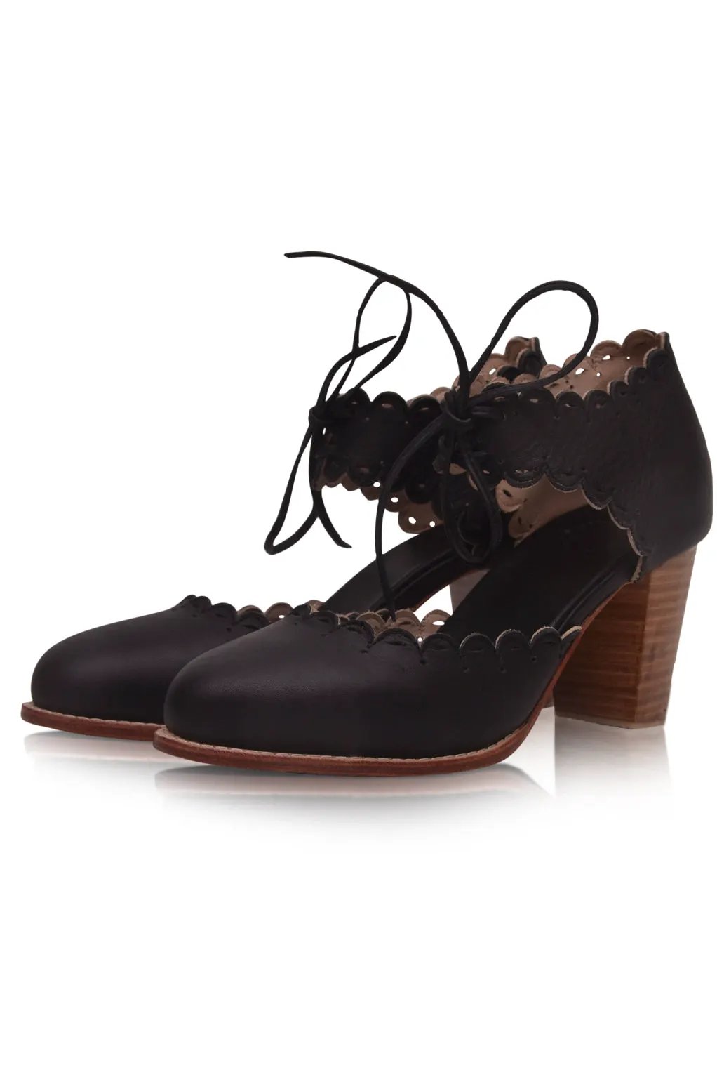 Dance Queen Scalloped Leather Heels by ELF