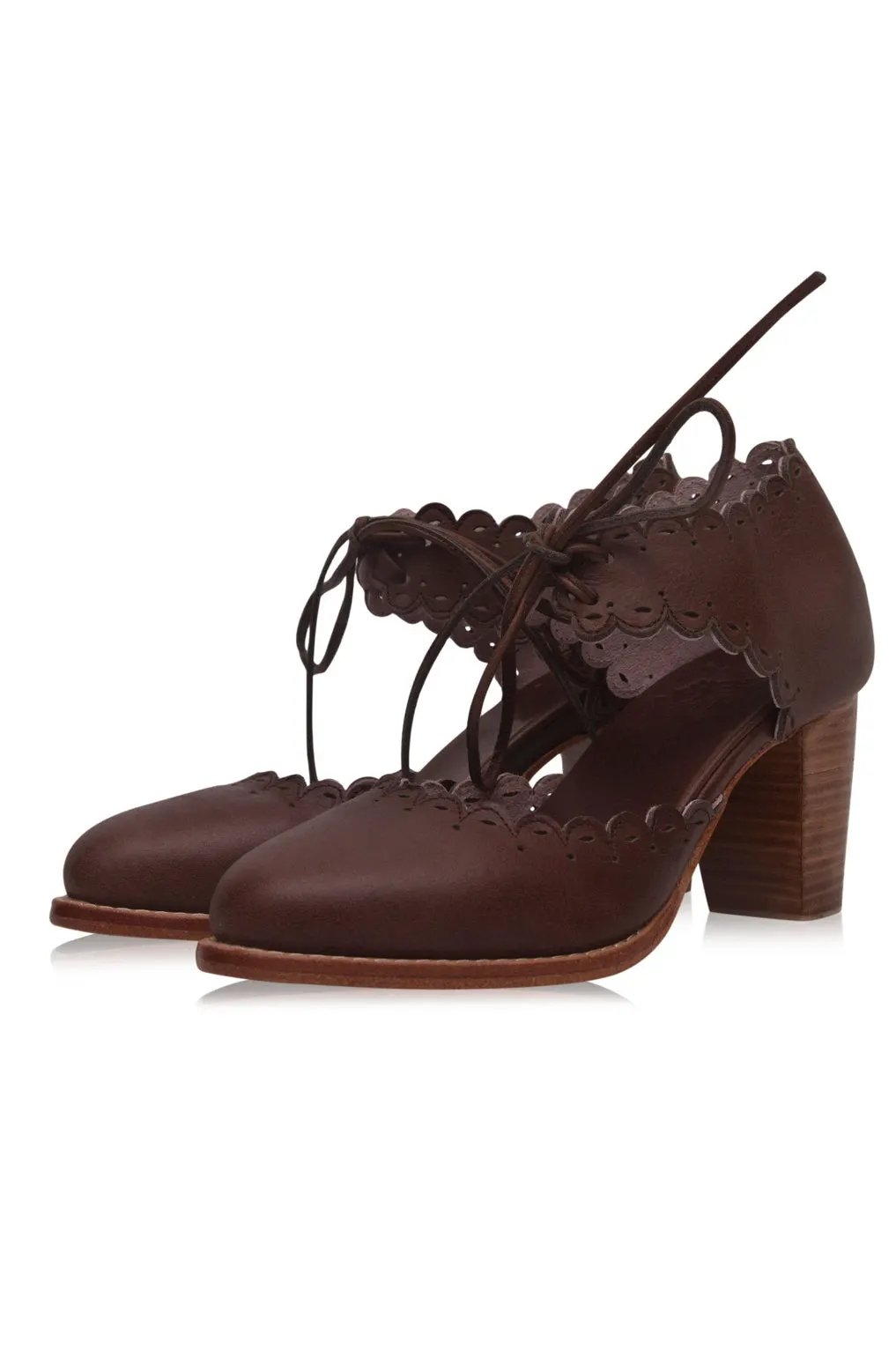 Dance Queen Scalloped Leather Heels by ELF