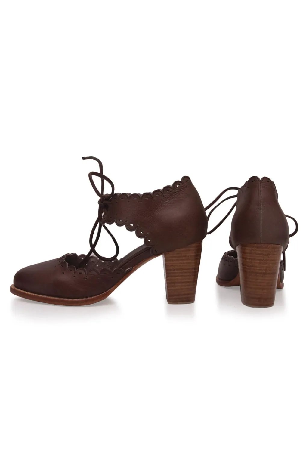 Dance Queen Scalloped Leather Heels by ELF