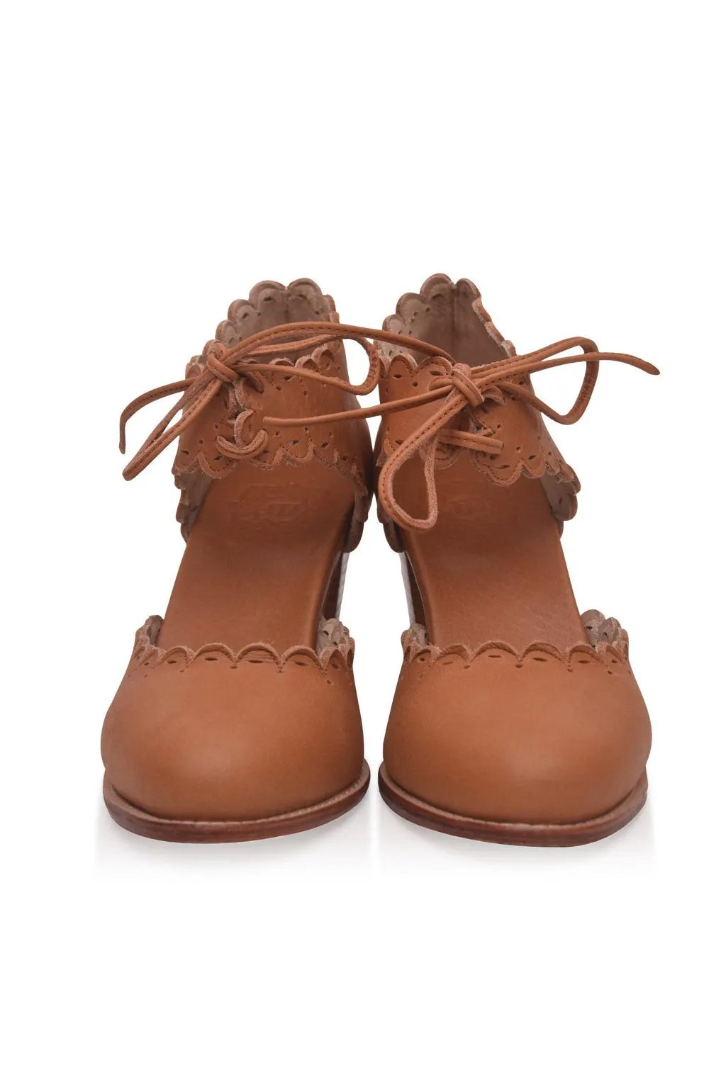 Dance Queen Scalloped Leather Heels by ELF