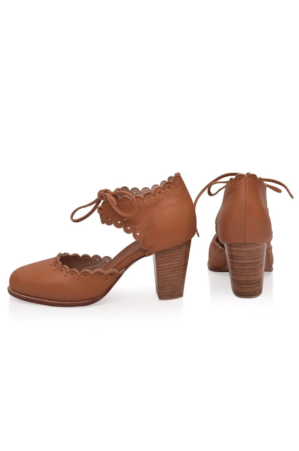 Dance Queen Scalloped Leather Heels by ELF