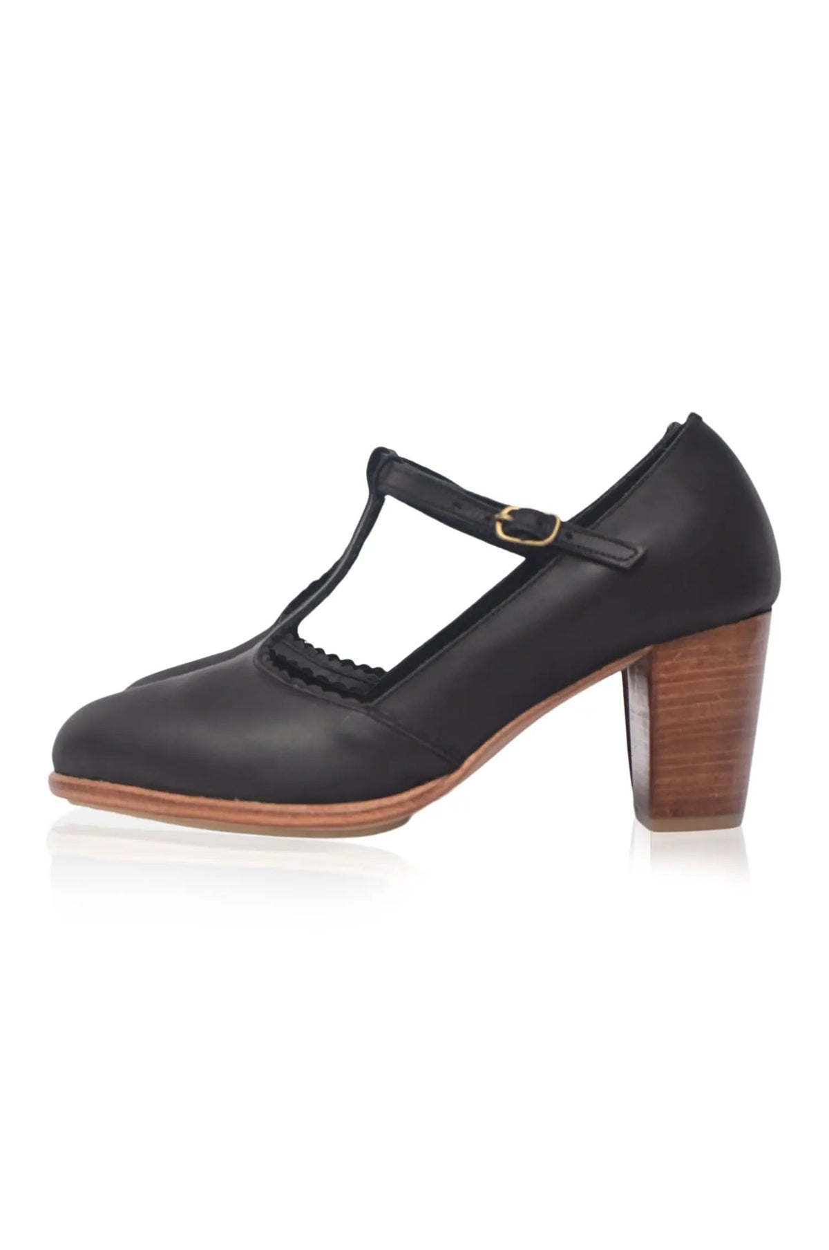 Dawn T-strap Leather Heels by ELF