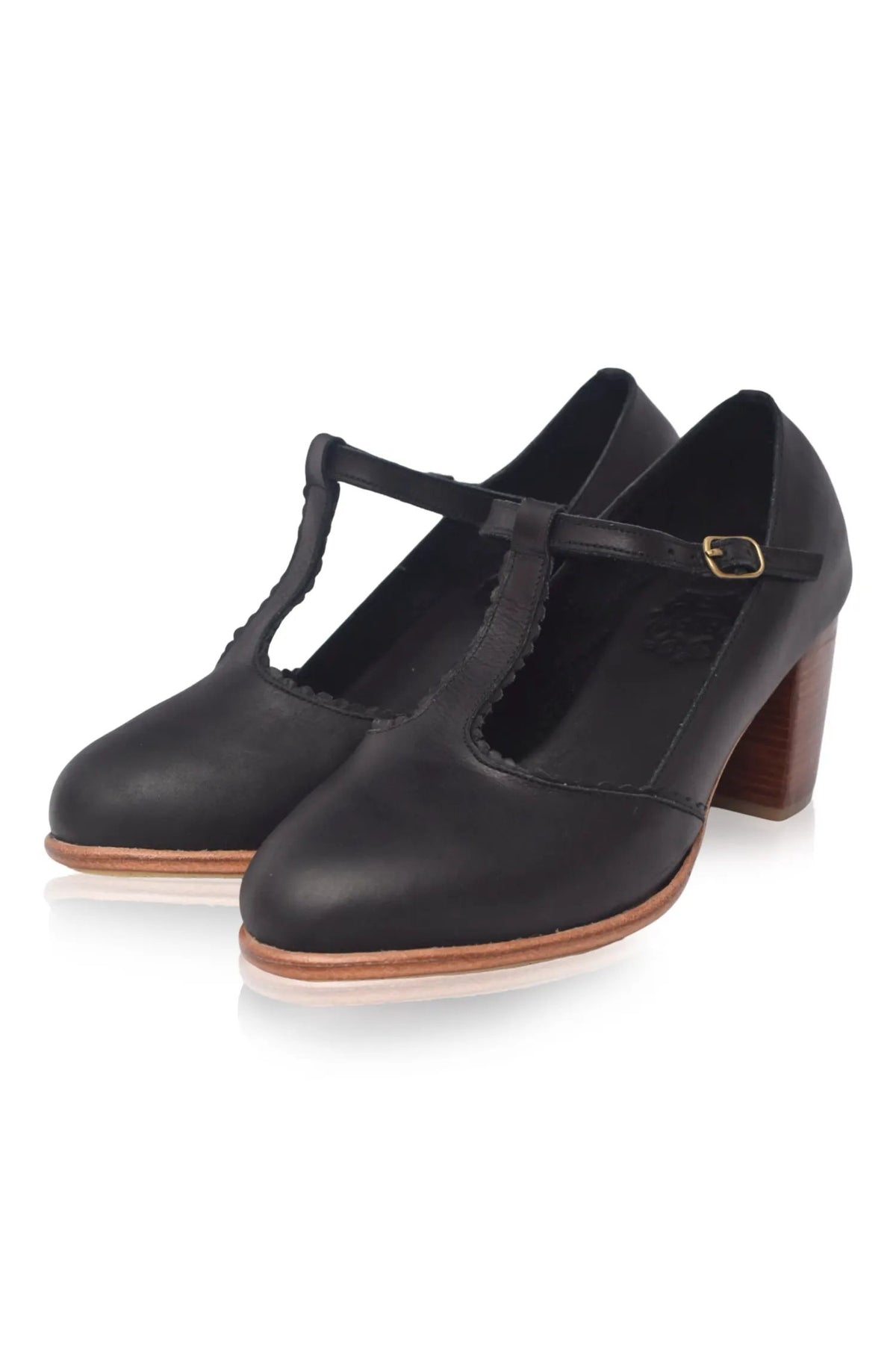 Dawn T-strap Leather Heels by ELF