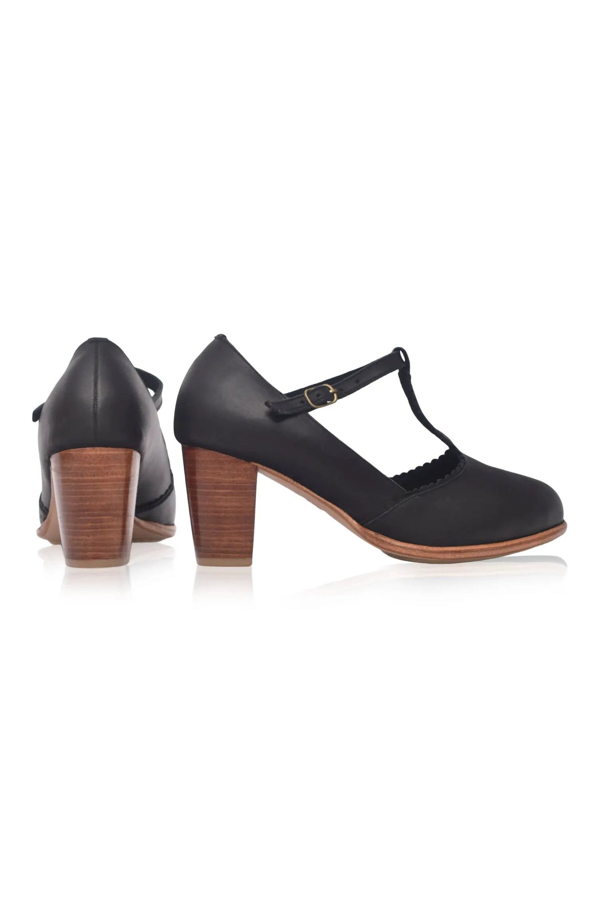 Dawn T-strap Leather Heels by ELF