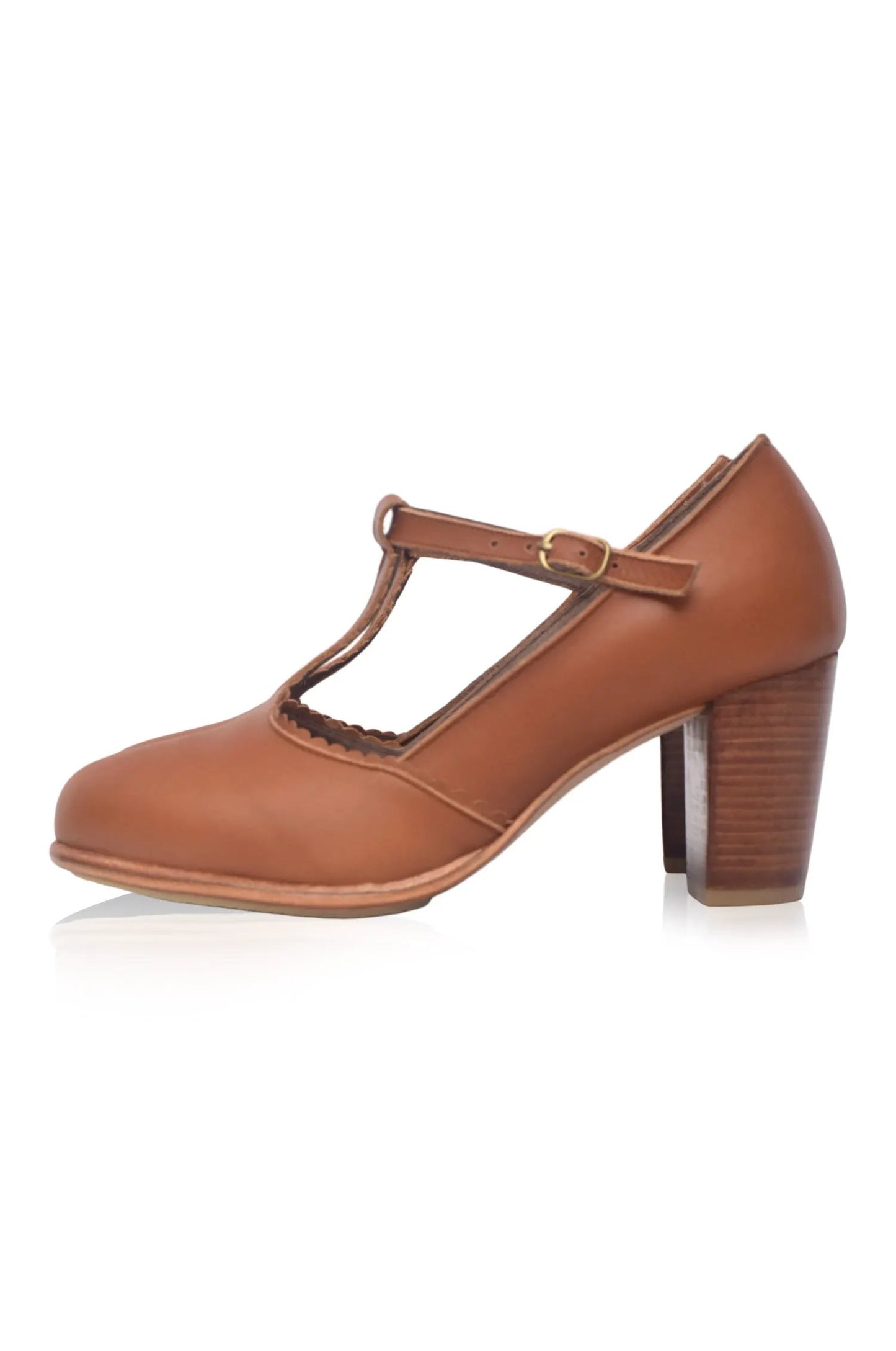 Dawn T-strap Leather Heels by ELF