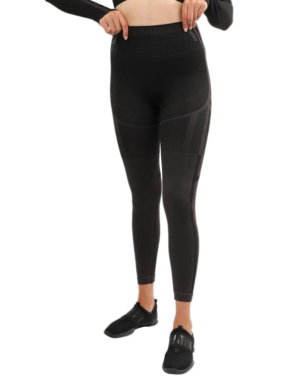 Decata Seamless Leggings - Black & Brown by Savoy Active