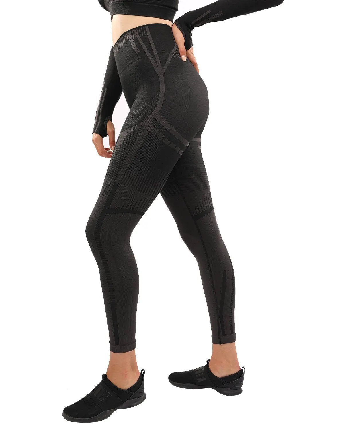 Decata Seamless Leggings - Black & Brown by Savoy Active
