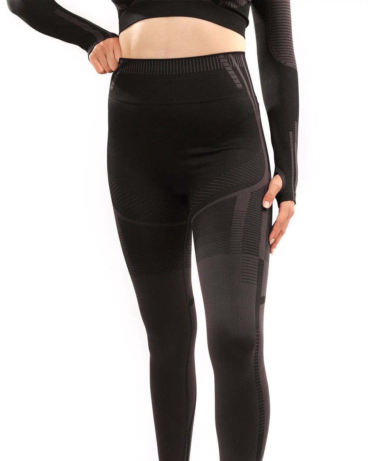 Decata Seamless Leggings - Black & Brown by Savoy Active
