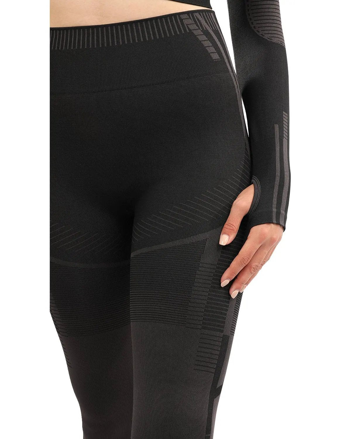 Decata Seamless Leggings - Black & Brown by Savoy Active