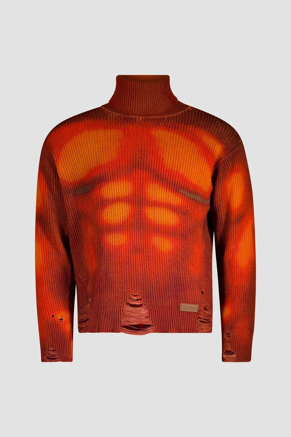 Distressed Sculpted Muscle Knit Turtleneck by Hideout