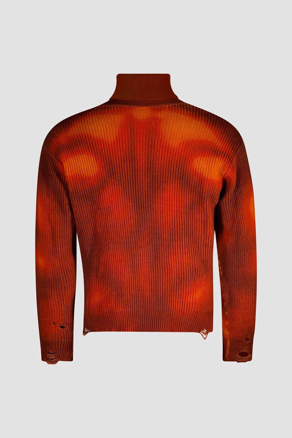 Distressed Sculpted Muscle Knit Turtleneck by Hideout