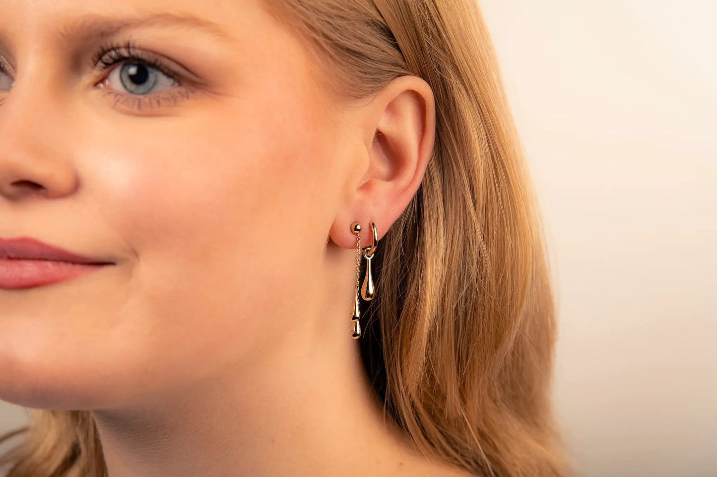 Jwls4u Gold Plated Drop Earrings With Chain For Women Trendy Sparkle by Jwls4u