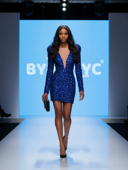 Electric Blue Sequin Mini Dress BROADWAY: Prêt-à-Porter Line BYMANYC ® New York by BYMANYC ® New York