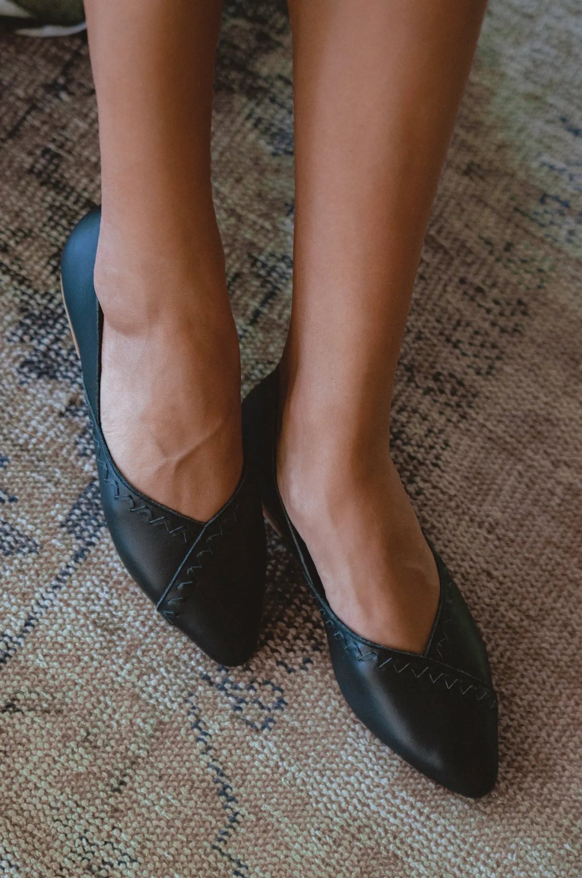 Elle Pointed Toe Leather Flats by ELF