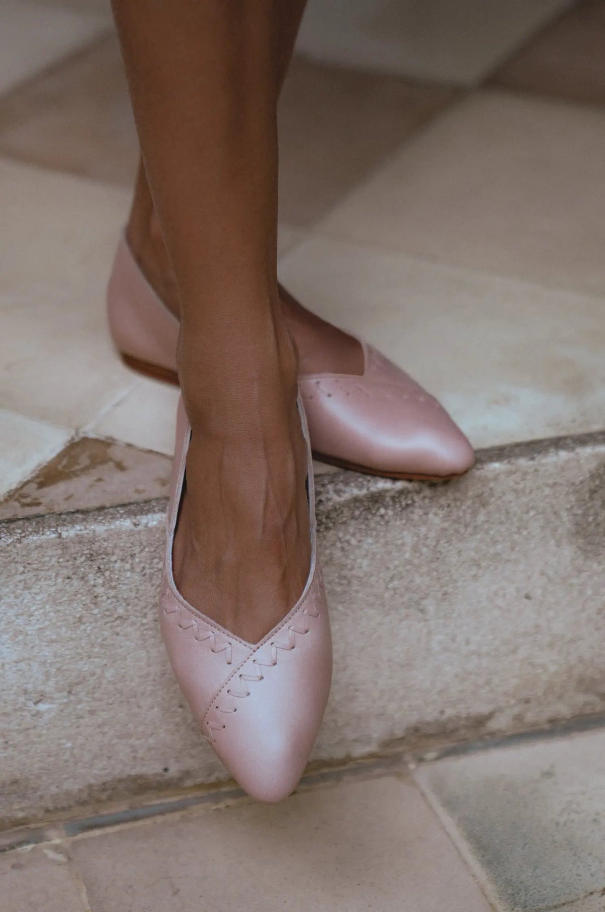 Elle Pointed Toe Leather Flats by ELF