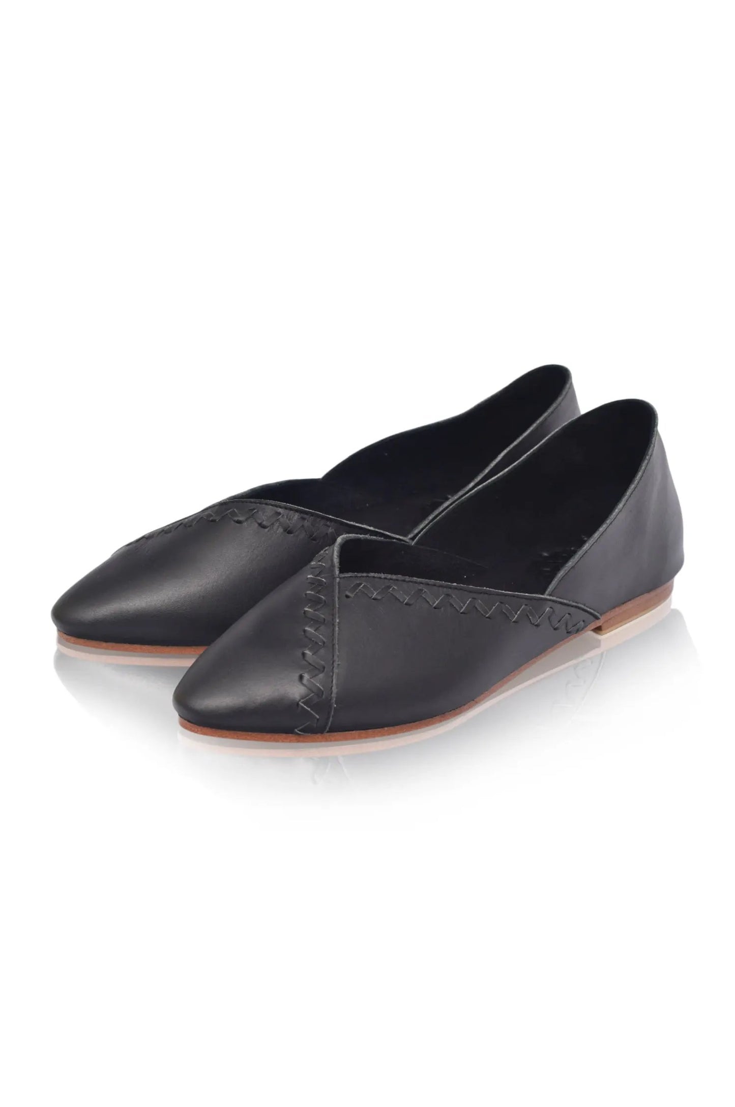 Elle Pointed Toe Leather Flats by ELF