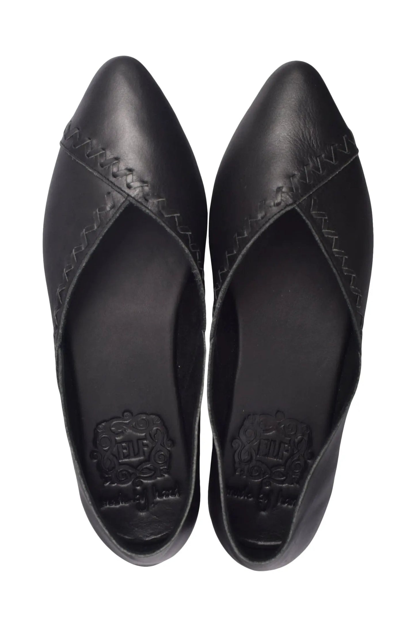 Elle Pointed Toe Leather Flats by ELF