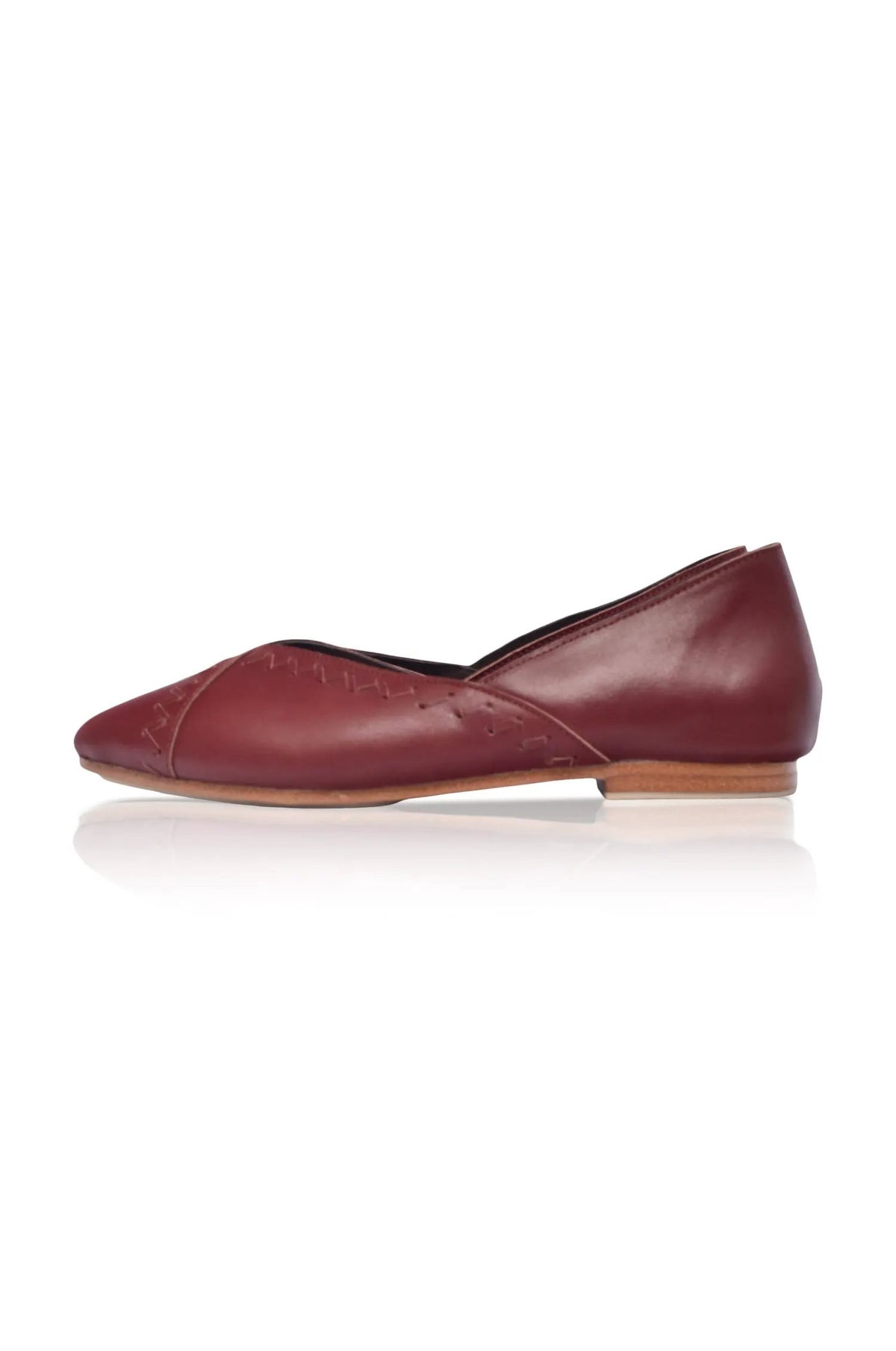 Elle Pointed Toe Leather Flats by ELF