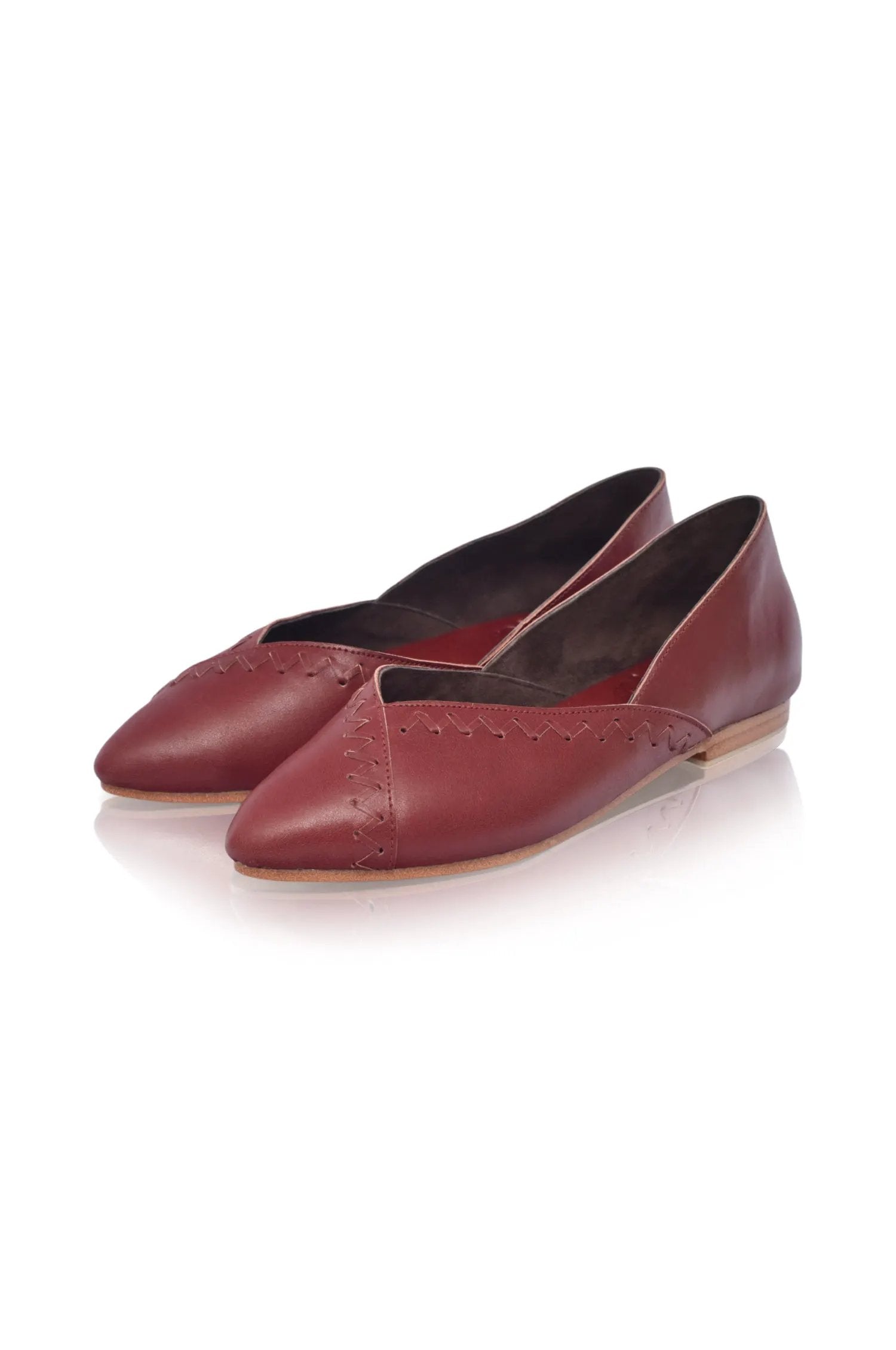 Elle Pointed Toe Leather Flats by ELF