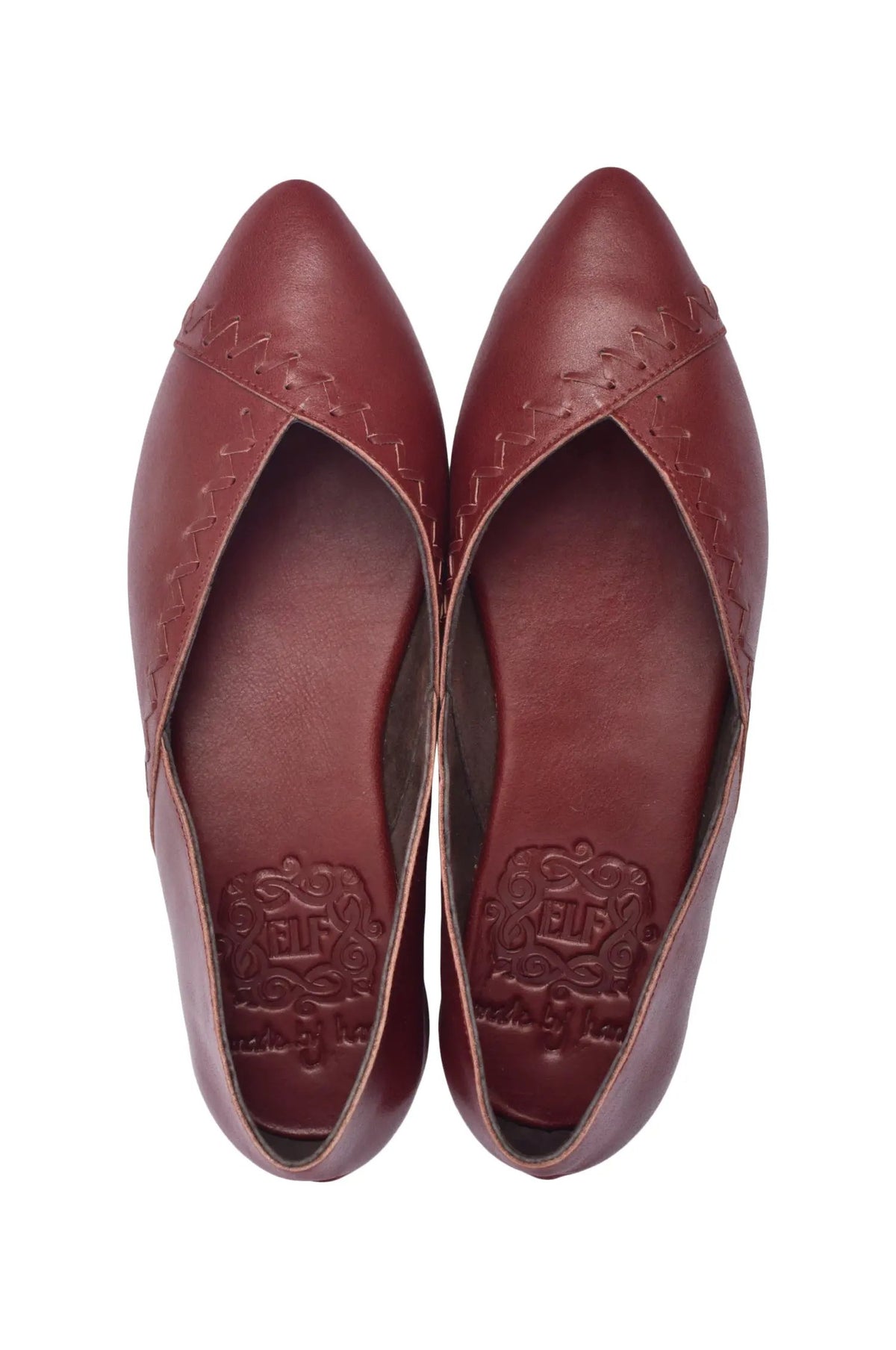 Elle Pointed Toe Leather Flats by ELF
