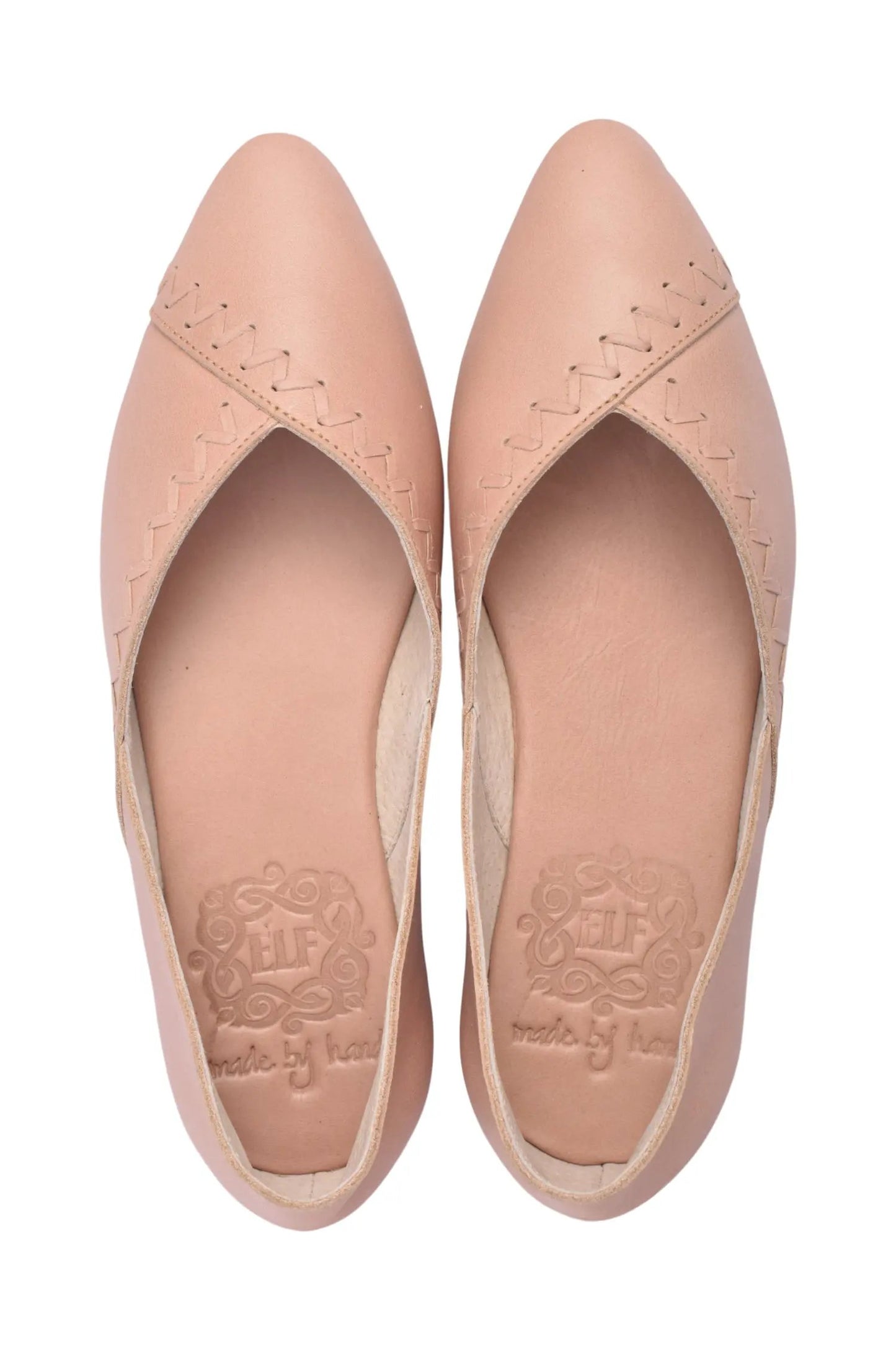 Elle Pointed Toe Leather Flats by ELF