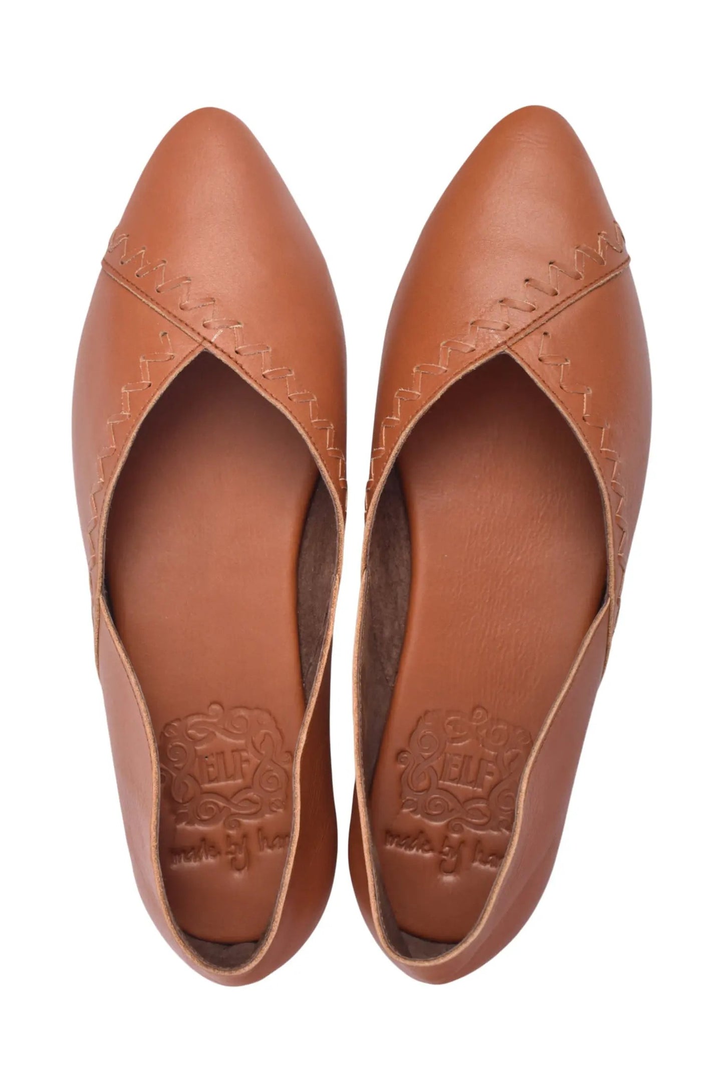 Elle Pointed Toe Leather Flats by ELF