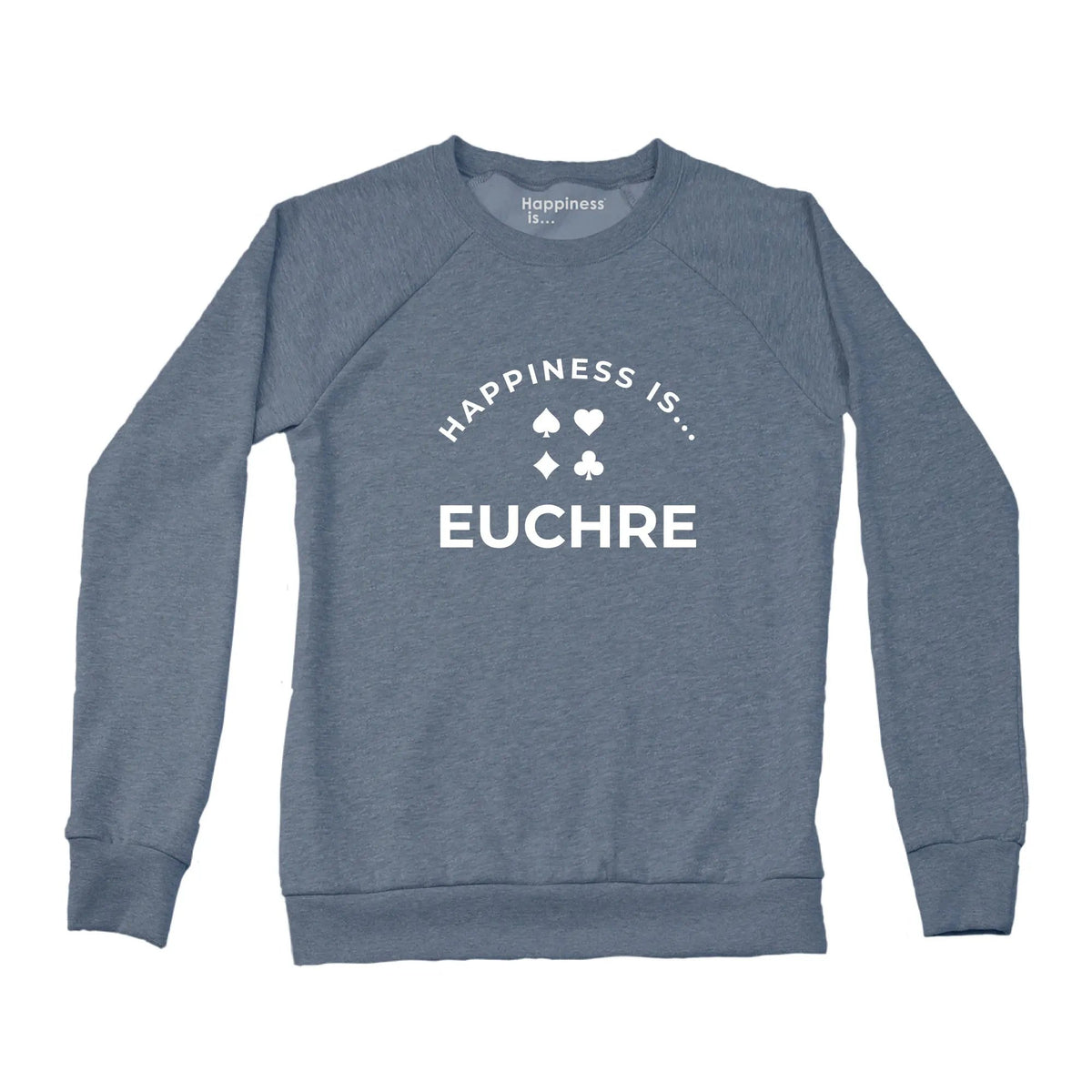 Women's Euchre Crew Sweatshirt, Heather Navy by Games Night