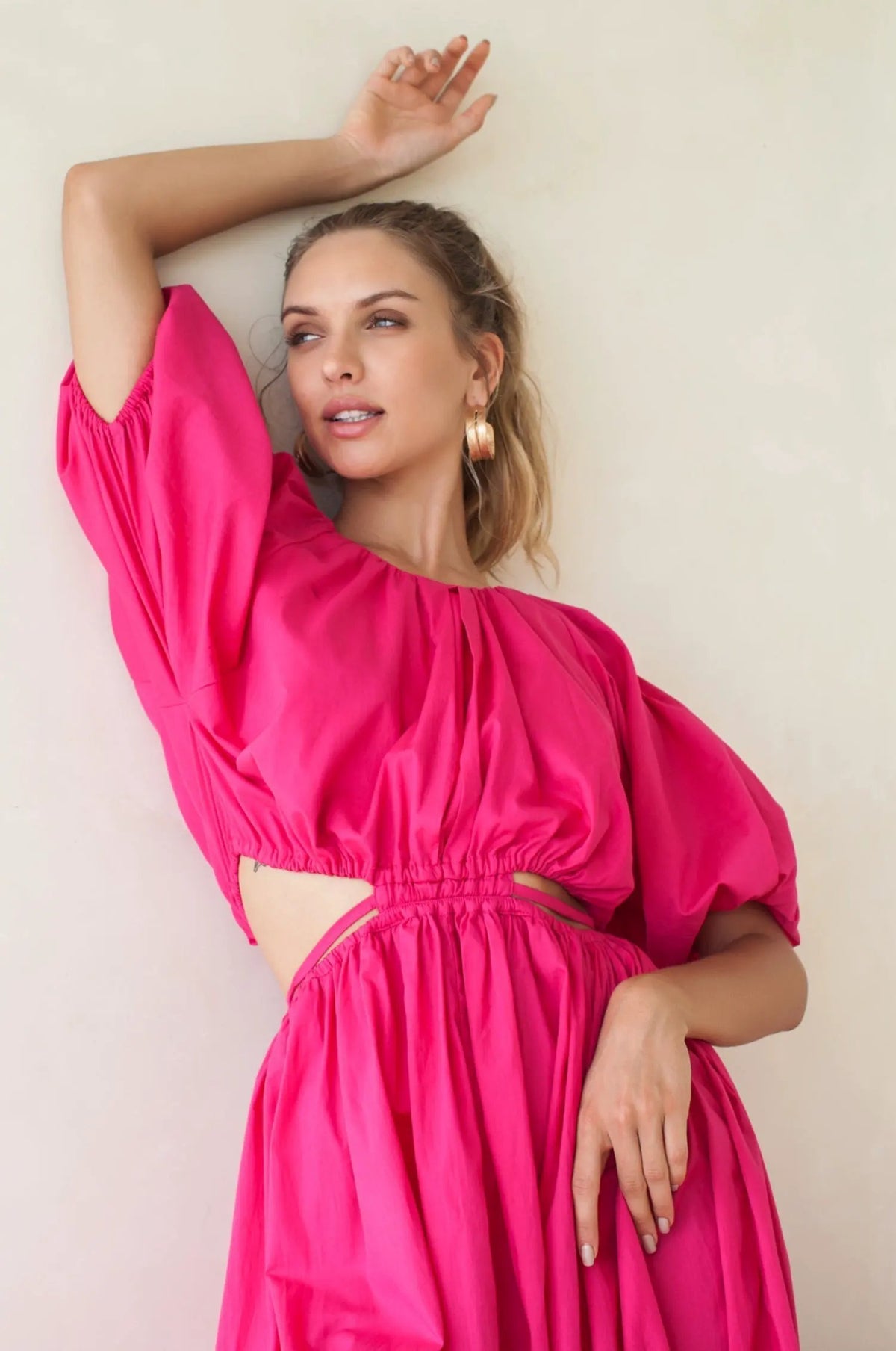 Eva Poplin Cotton Cutout Midi Dress (Sale) by ELF