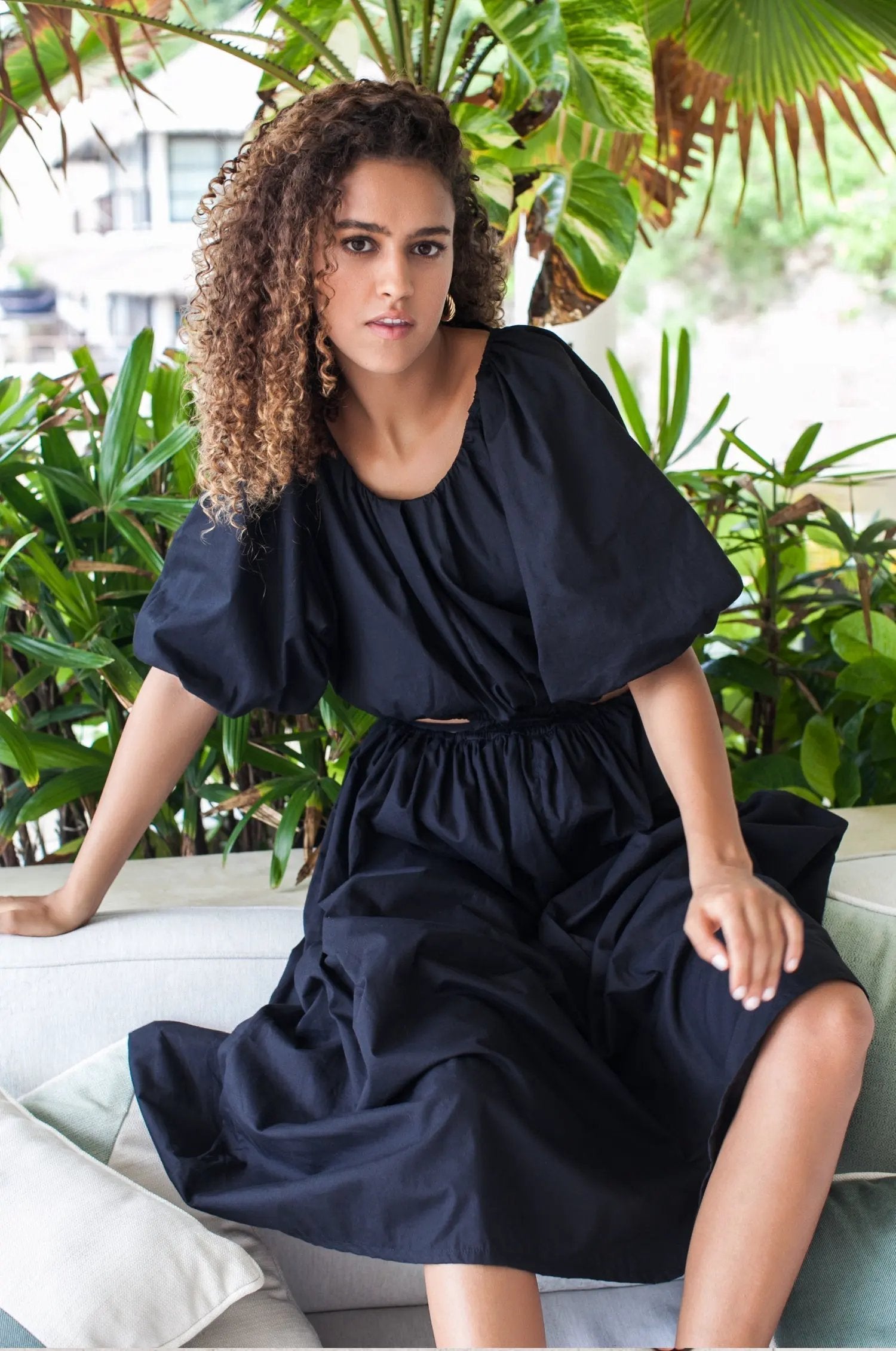 Eva Poplin Cotton Cutout Midi Dress (Sale) by ELF