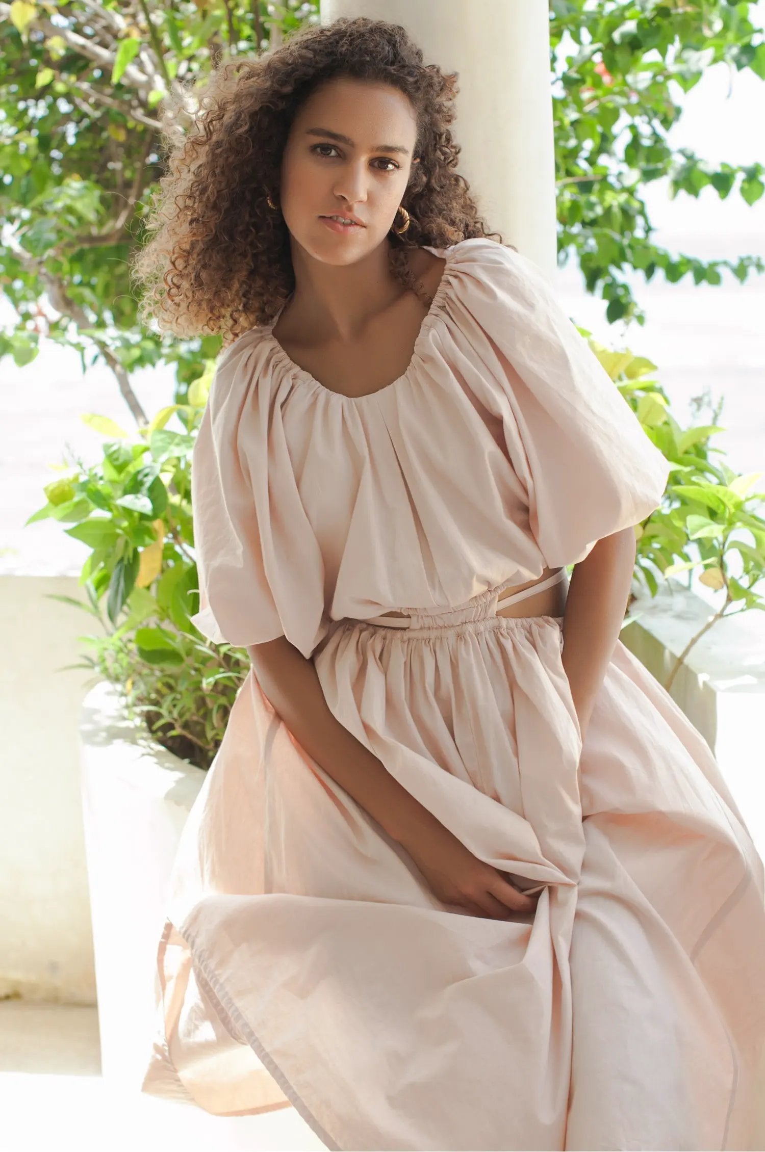 Eva Poplin Cotton Cutout Midi Dress (Sale) by ELF