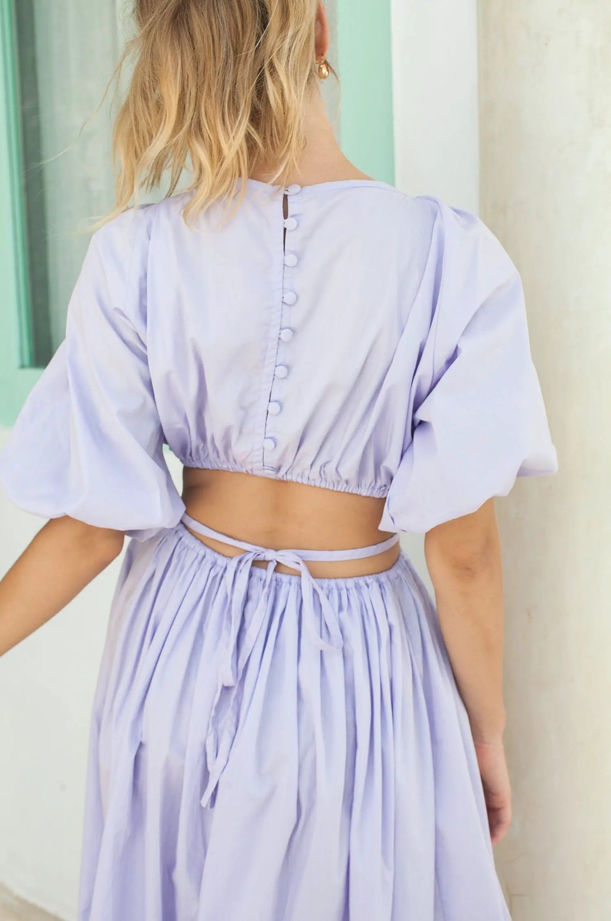 Eva Poplin Cotton Cutout Midi Dress (Sale) by ELF