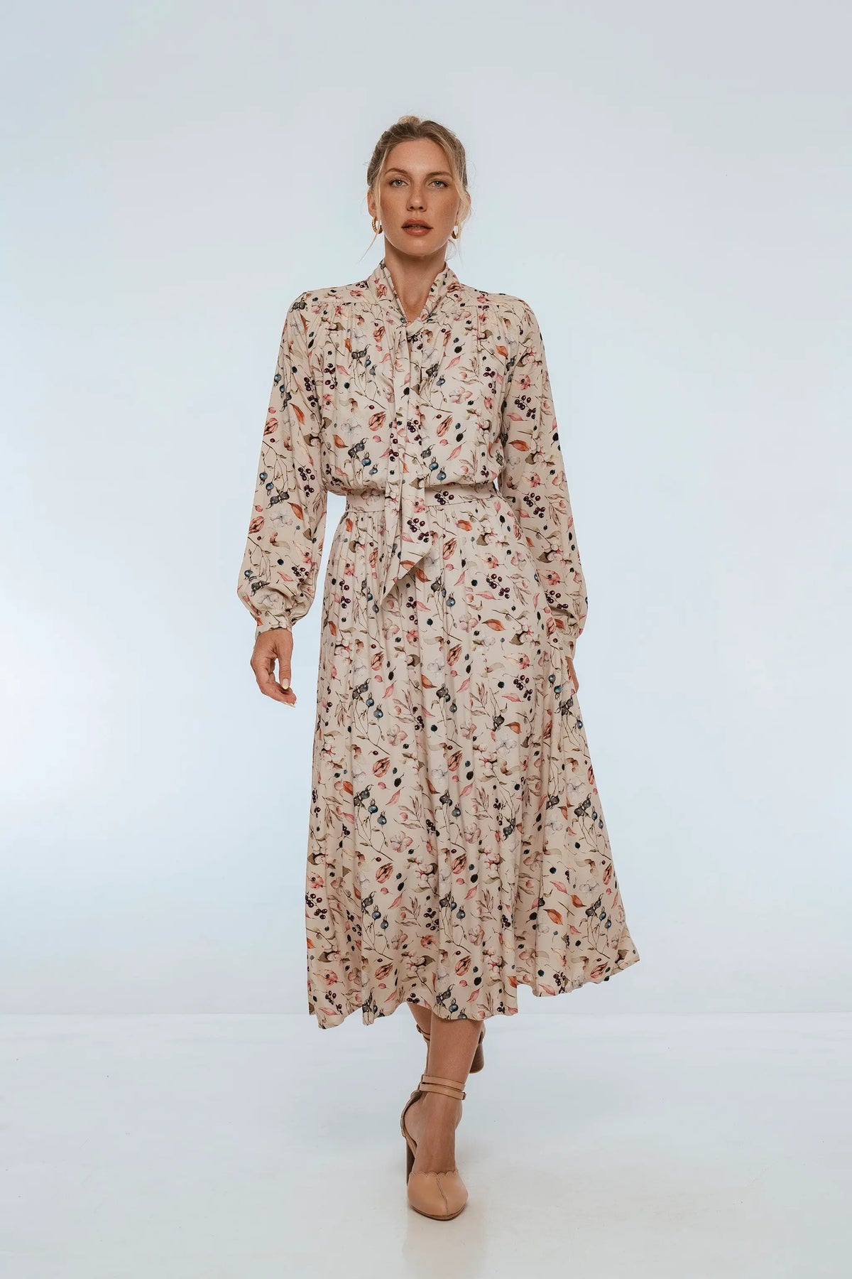 Evelina Long Sleeve Midi Dress by ELF
