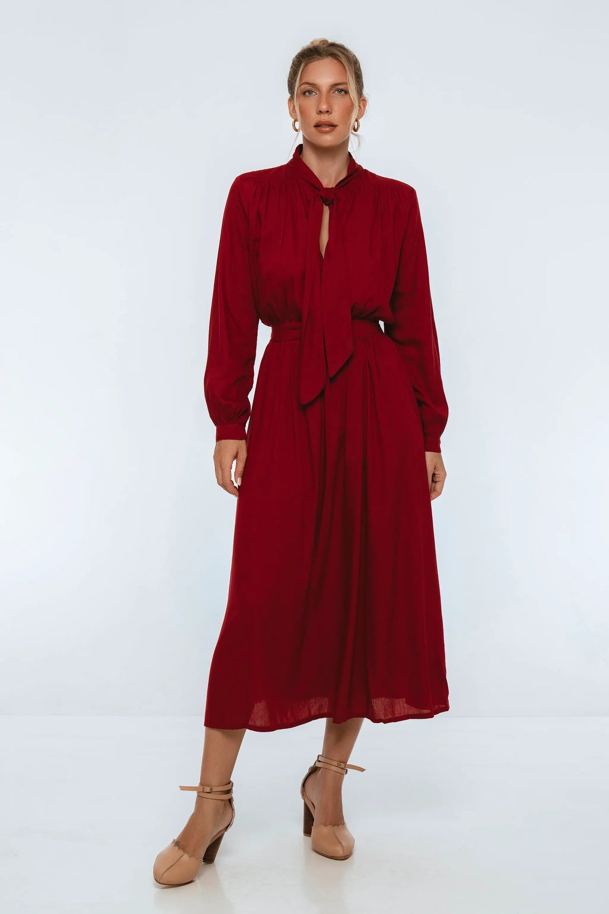 Evelina Long Sleeve Midi Dress by ELF