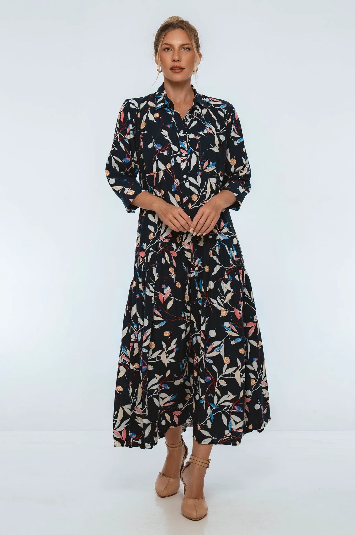 Evelina Long Sleeve Midi Dress by ELF